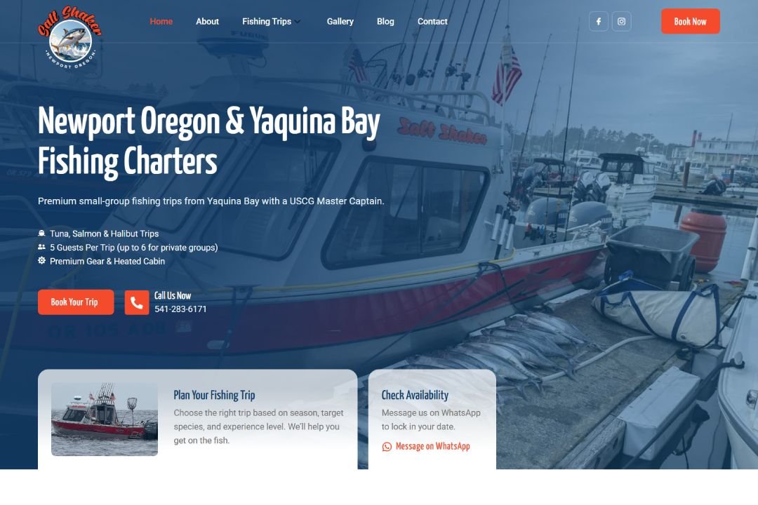 Salt Shaker Fishing Newport charter website design
