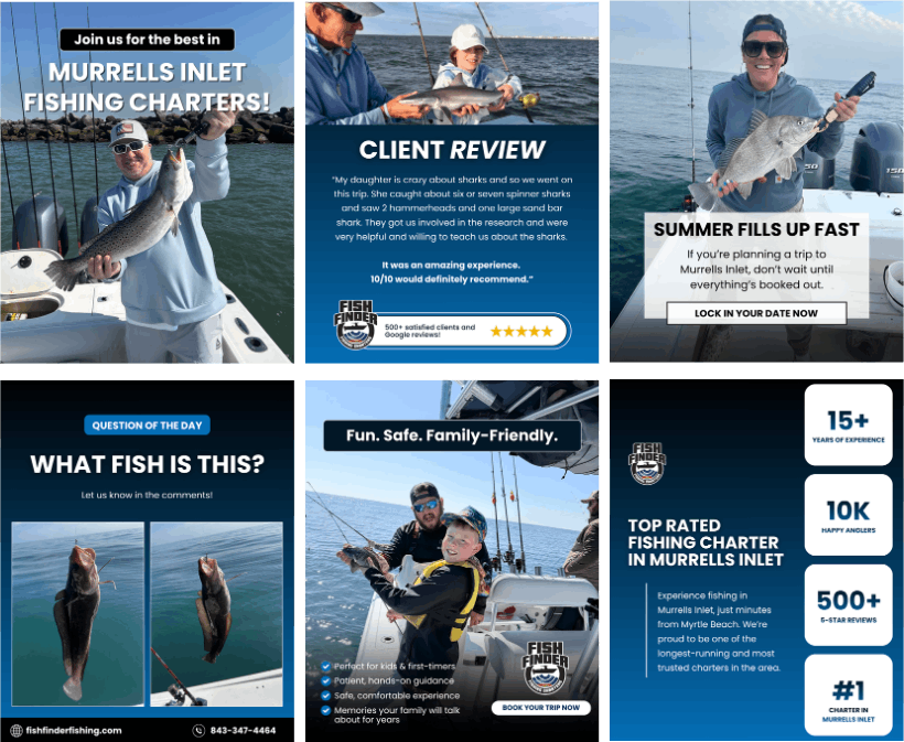 Branded social media content created for Fish Finder Fishing Charters